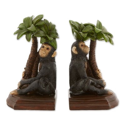 Monkey Bookends Home Decorative Collectible - Multicolor 8.5'' Polyresin