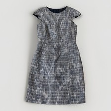 J Crew Cotton Blend Navy Blue Lined Cocktail Sheath Shift Midi Dress Women’s 4