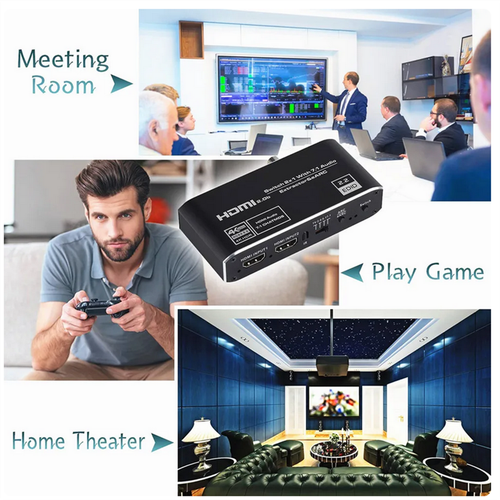 4K@60Hz 2 In 1 Out HDMI 2.0b Audio Extractor Switcher W/ Earc & Toslink For TV - Picture 9 of 13