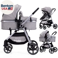 2-In-1 Baby Stroller - Folding Infant Newborn Pram Stroller with Reversible Seat