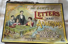 1899 ANTIQUE LETTERS ANAGRAMS WOOD BLOCKS GAME PARKER BROTHERS