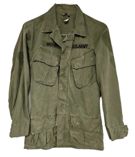 Vtg 60s 3rd Pattern Named Jungle Jacket Military US Army Vietnam War S OG-107