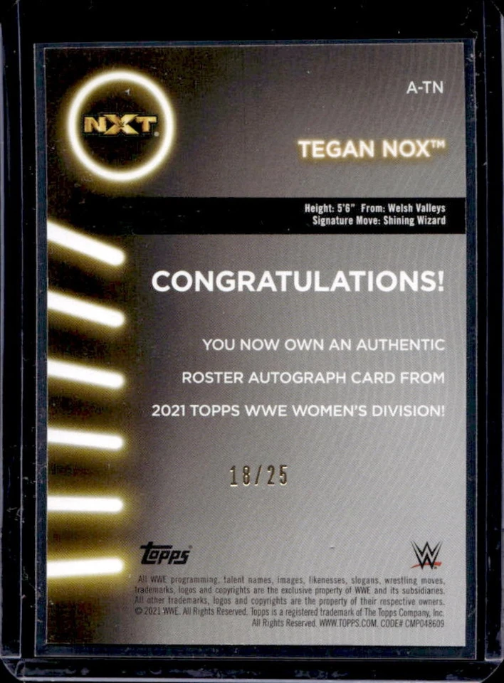 2021 Topps WWE Women's Division Tegan Nox Auto Blue #/25 - Image 2 of 2