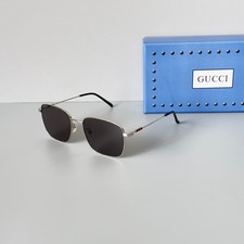 Gucci GG2097SK Silver Frame Grey Lens Square Sunglasses Made in Italy