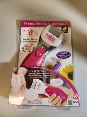 #ad Ped Egg Power Cordless Electric Callus Remover w Bonus Smoothing Head PINK $29.99