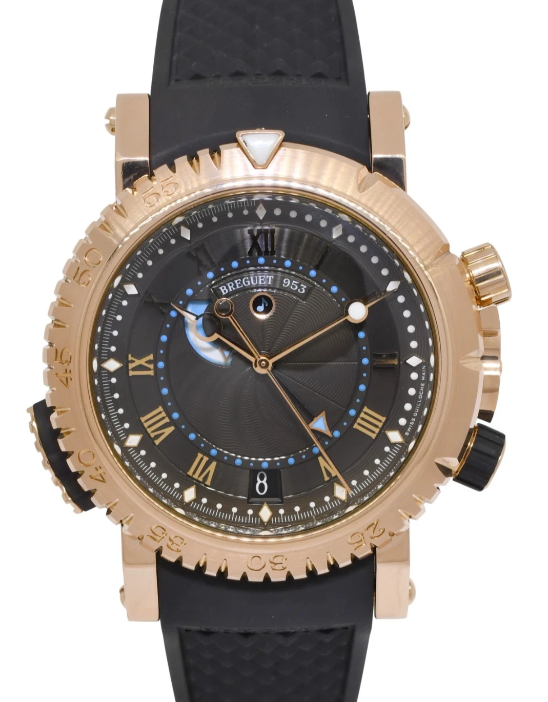Breguet — Breguet Marine Royale 18k Rose Gold Alarm Mens 45mm Watch +Papers 5847BR/Z2/5ZV