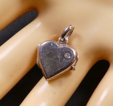 Plain Love Heart Locket With CZ 925 Sterling Silver 2.4g