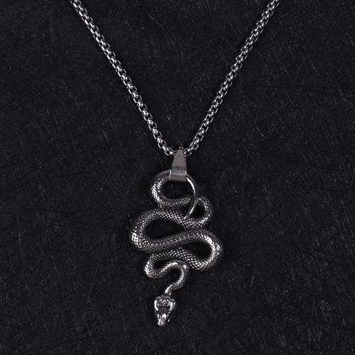 Collar colgante de serpiente gótica para hombre cadena colgante de animales de acero inoxidable - Imagen 11 de 12