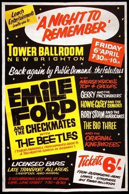 EMILE FORD & CHECKMATES Concert Poster Tower, New Brighton 1962 30''x20'' reprint