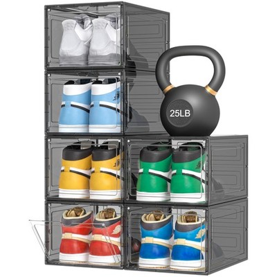 Upgraded Hard Shoe Storage Box 6 Pack X-Large Fit Size 12, Thicken & Sturdy C...