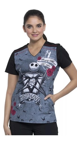 Nightmare Before Christmas Scrubs Tooniforms V-Ausschnitt Simply Meant To be Euc XL.