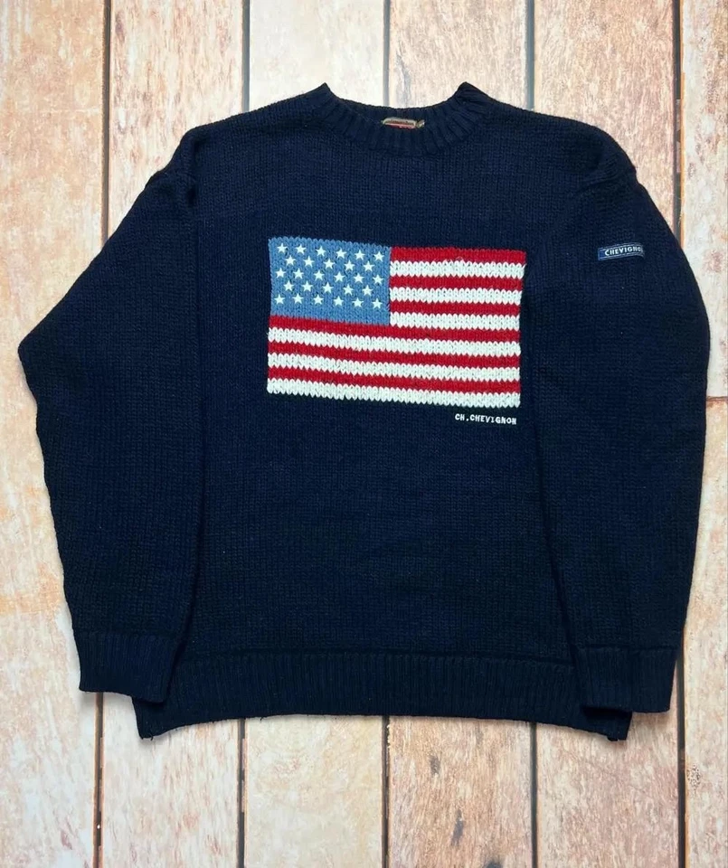 Vintage Chevignon USA Flag Knitted Sweater - Image 4 of 4