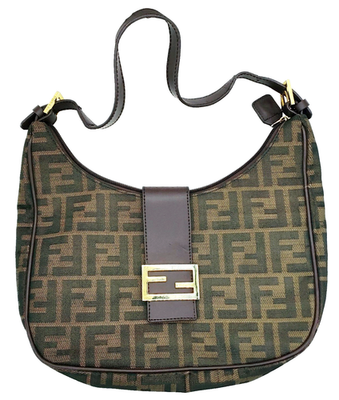 Vintage Authentic Fendi Zucca Mama Half Moon Baquette Purse FF