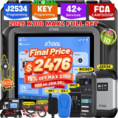 XTOOL X100MAX2 KC501 KS-1 SK1 M822 Car Key Programmer Full Set J2534 Programming
