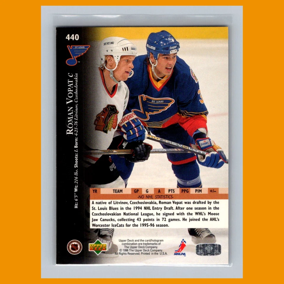 Roman Vopat #440 1995 Upper Deck Electric Ice St. Louis Blues Hockey Card NHL NM - Image 2 of 3