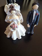 Wedding Cake Toppers Bride & Groom 3" High Resin 1995 Lots of Detail