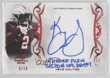 2018 Leaf Trinity Signatures Red /10 Keke Coutee #A-KC1 Rookie Auto RC