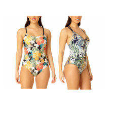 NEW Hurley Women's UPF 50 Sun Protection Removable Cups One Piece Swimsuits 36