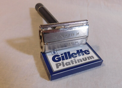 Vintage Schick ''Krona'' Safety Razor (c 1968-76) + 5 New Gillette Platinum Blades