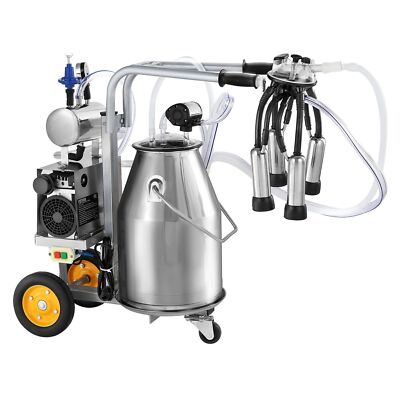 Portable Electric Cow Milking Machine 6.6 Gal / 25 L 304 Stainless Steel Bucket