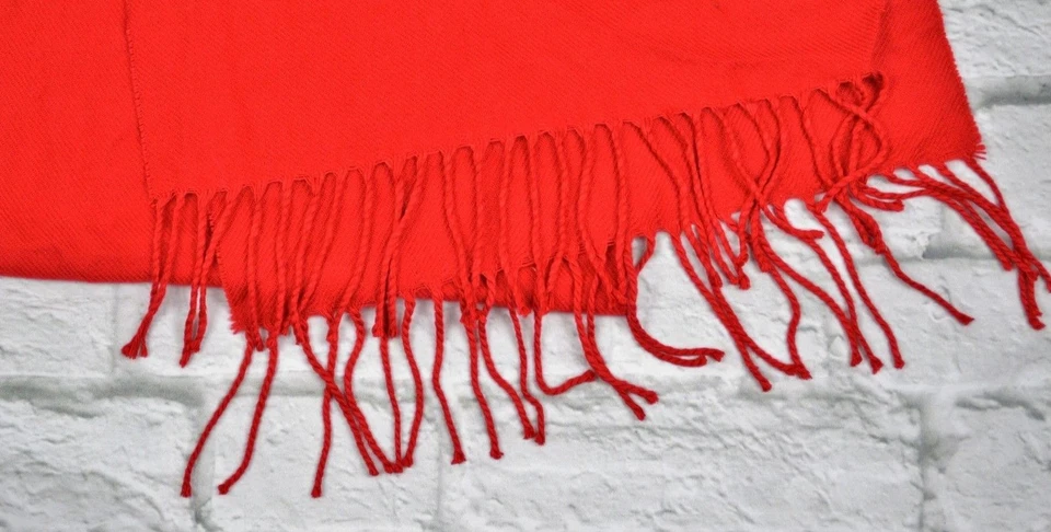 John Ashford Men's 13"X70" Scarf Fringe Wrap 100% Acrylic Red Solid Great Gift - Image 4 of 4
