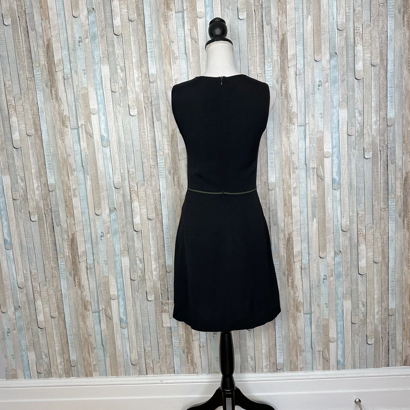 Abito Moschino Cheap Chic XS 90 Vintage Nero Shift Fiore Applicato Lana Crepe