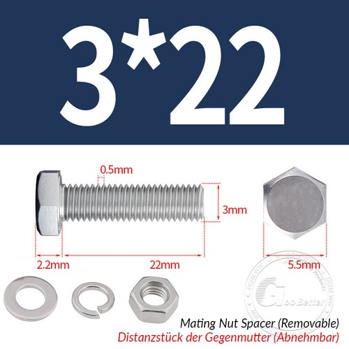 Set viti esagonali M2 - M24 acciaio inox A2 DIN 933 con rondelle dado - Foto 33 di 251