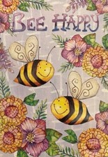 Flip-It Bee Happy 12.5" X 18" Garden Flag - Bees Flowers