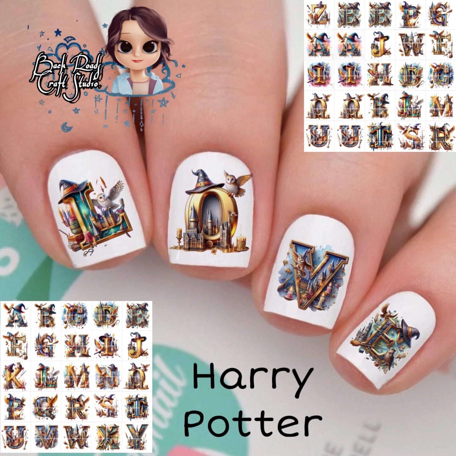 Harry Potter Alphabet Waterslide Nail Art Decals Set of 50 Instructions