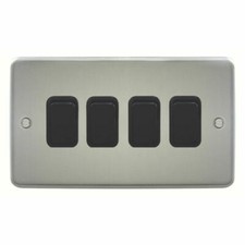 Deta Decorative Satin Chrome Switches & Sockets Black Inserts - Matching Range