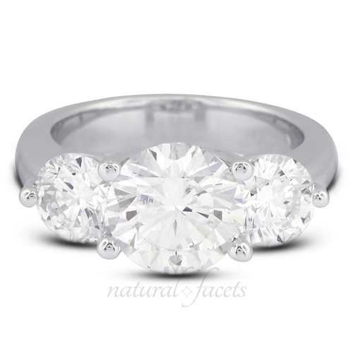 1.26ct I VS2 Round Natural Certified Diamonds White Gold Classic 3-Stone Ring - Picture 3 of 3