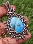 Turquoise Pendant Gemstone Copper Wire Wrapped Handmade Jewelry Pendant 1.93"
