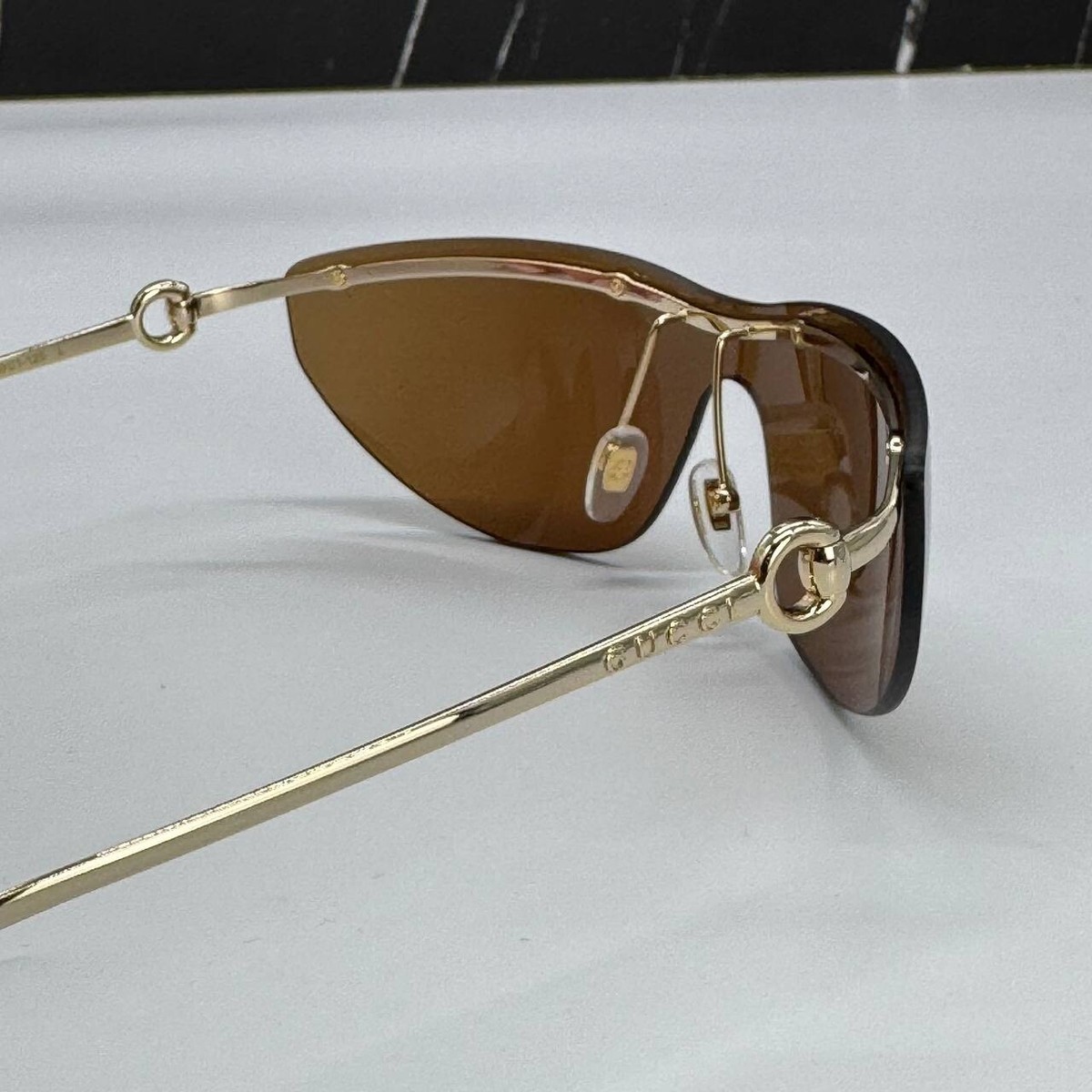 NEW GUCCI WOMEN SHIELD GG1700S 004 SUNGLASSES GOLD BROWN  display picture 3