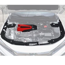 Engine Bay Side Panel Shields+JDM Red Black Valve Cover For Honda Civic 2022-24