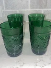 4 Vintage Anchor Hocking Forest Green Juice Glasses