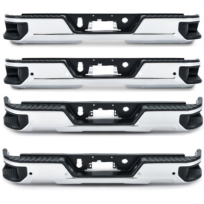[Anti-collision] Chrome Rear Bumper For 2019-2024 Chevy Silverado GMC Sierra