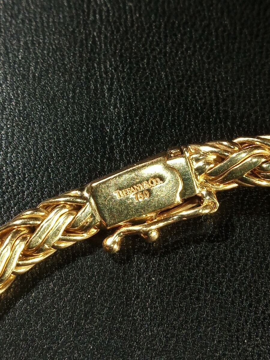 Tiffany Co 750 Vintage Double Wheat 18 K Gold Stamped And Tiffany Co 750 Vintage Double Wheat 18 K Gold Stamped And