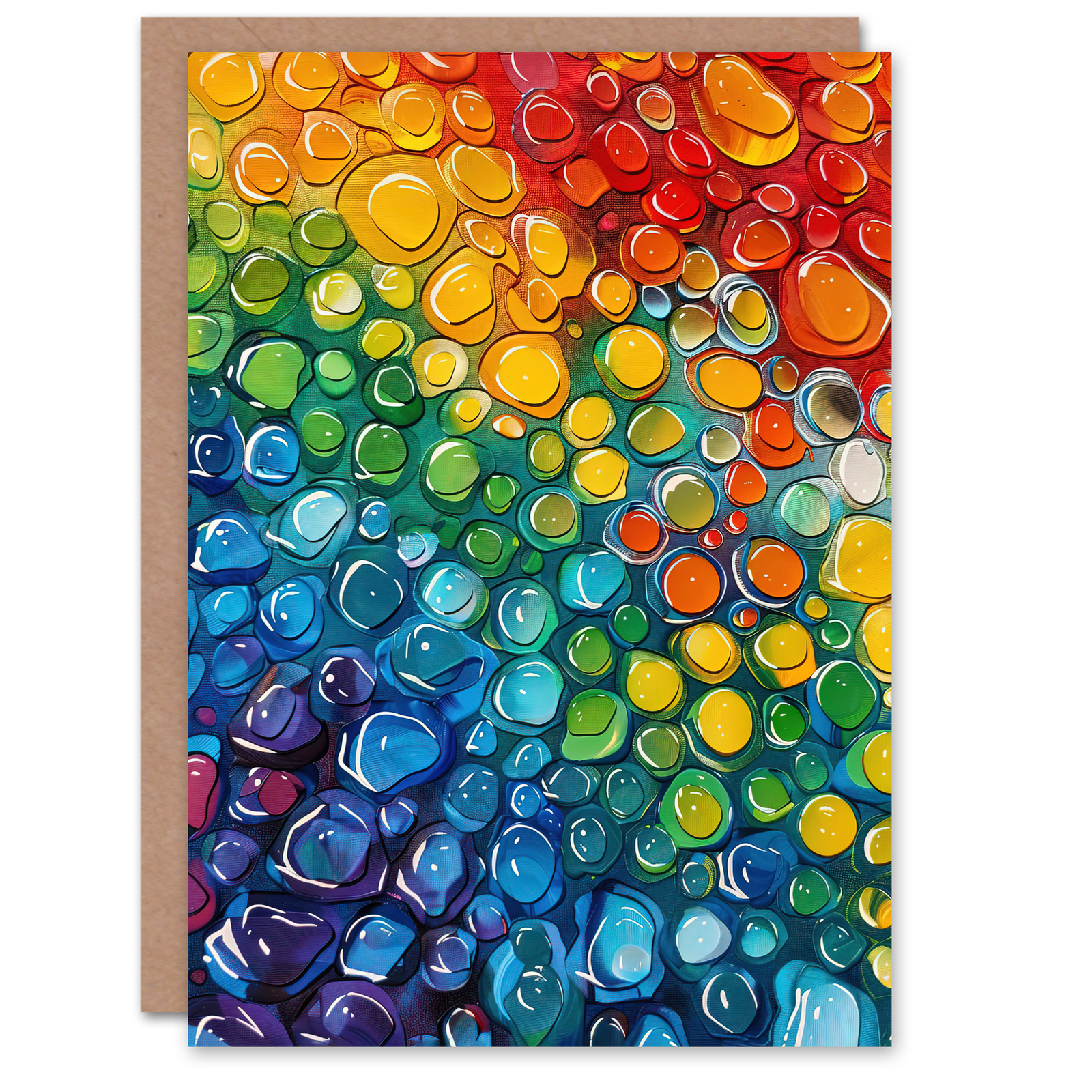 Rainbow Raindrops Abstract Painting Colourful Greeting Card Birthday Him Her
