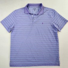 IZOD Shirt Men Large Purple Blue Striped Polo Golf Dad Casual Summer Wedding