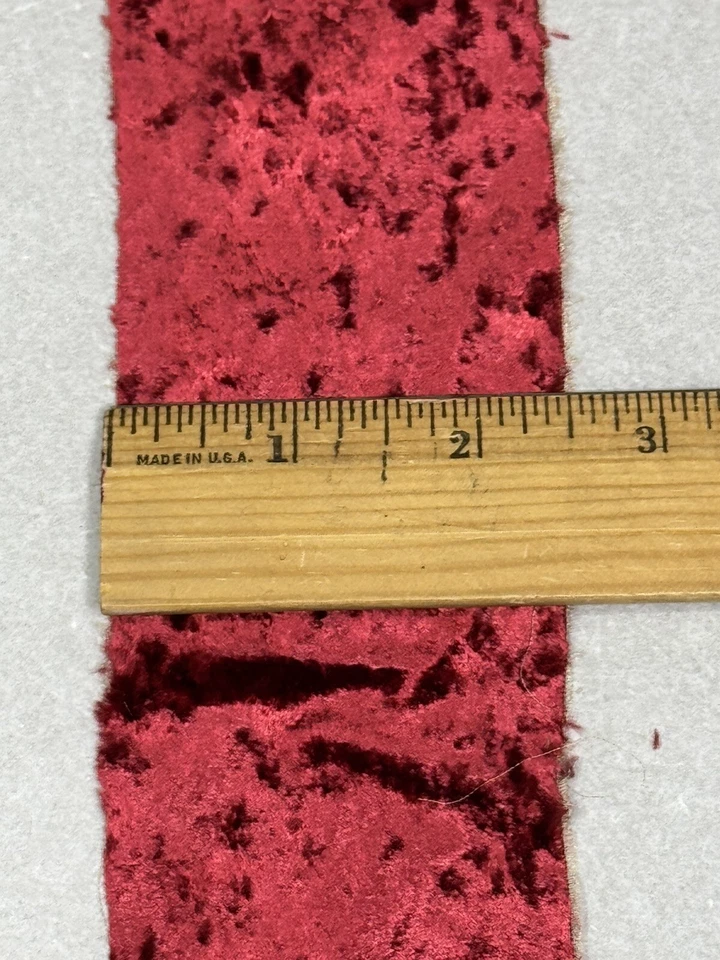 Anthropologie Frayed Velvet 2.5 Inch Red Ribbon Wooden Spools 54ft 24in READ - Image 4 of 4