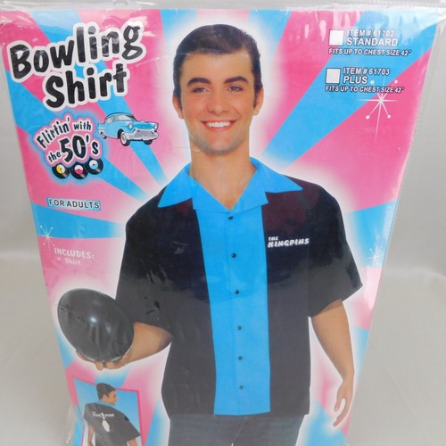 50s Men's Kingpins Bowling Shirt Halloween Cosplay Costume - Standard #2881 - Picture 6 of 12