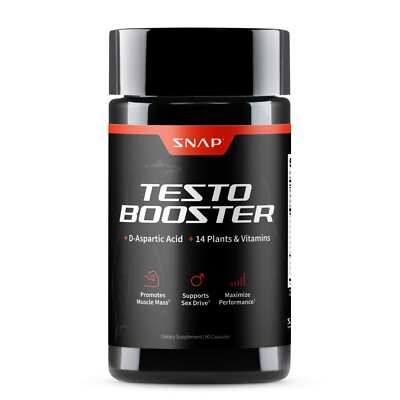 Snap Supplements Men's Testo Booster, Energy Stamina Muscle Growth, 90ct