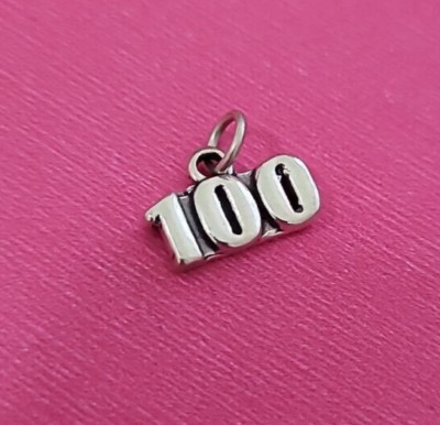 Sterling Silver 100 Year Milestone Number Bracelet Charm Pendant New 925 USA