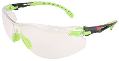 3M Solus Safety Glasses with Green Temples and Clear Anti-Fog Lens ANSI Z87