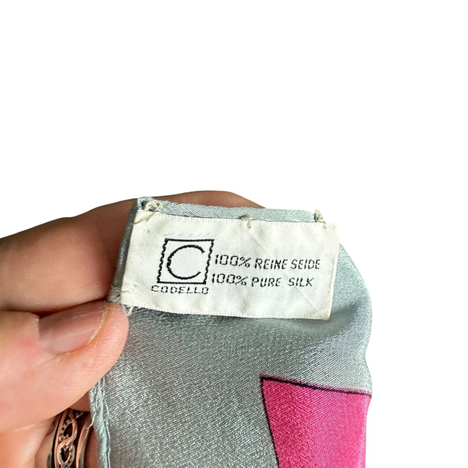 Bufanda vintage Codello Horse Tack and Bridle 100 % seda para mujer talla única rosa gris Foto 3 de 4