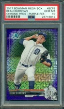 2017 BOWMAN CHROME MEGA BOX PURPLE REFRACTOR BEAU BURROWS #BCP9 169/250 PSA 10