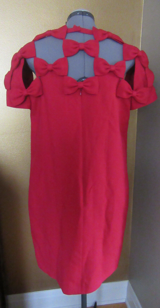 NWT Valentino Red Dress Bow-detail Crêpe Couture Minidress