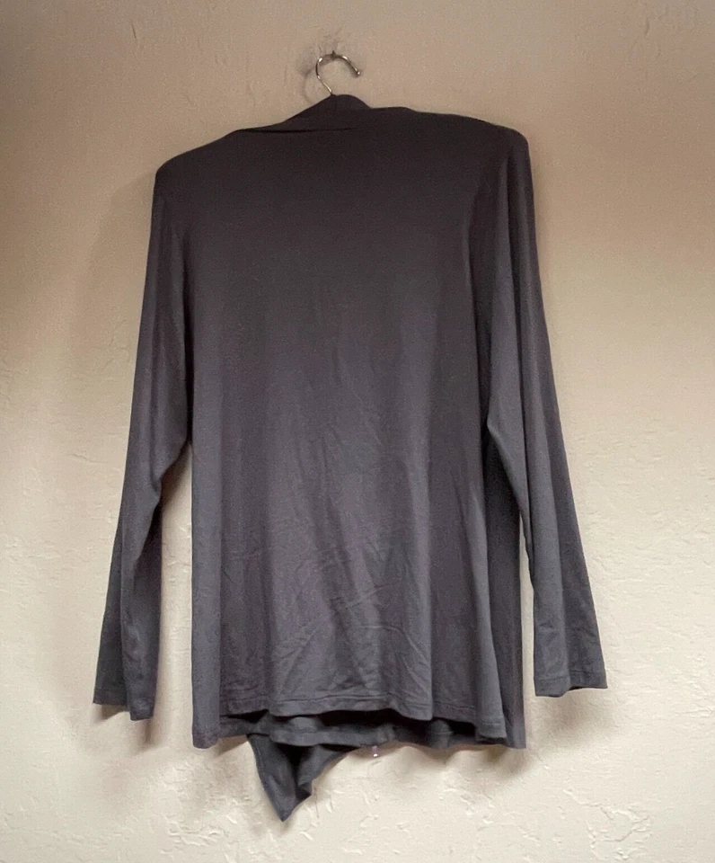 Cómodo Top Asimétrico Cuello en V Estilo Envolvente EE. UU. Para Mujer Pequeño Manga Larga Elastizado Gris Foto 2 de 4