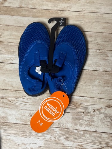 NEW Wonder Nation Kid’s Size 7/8 Blue & Black Swim Shoes - Picture 1 of 2