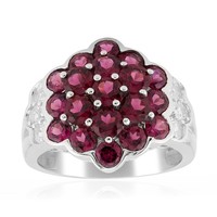 Cavill Rhodolith Ring 925 Sterling Silber Platiniert BlüTen Damen